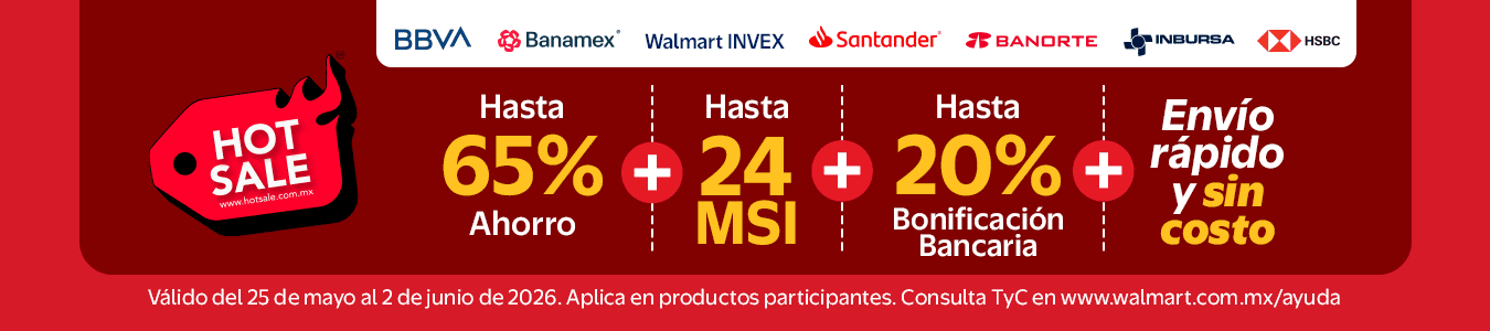 65% + 24 MSI + 20% Bonificación Bancaria y Envío Rápido y sin costo