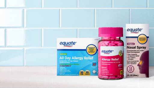 Equate’s allergy relief tablets and nasal spray.