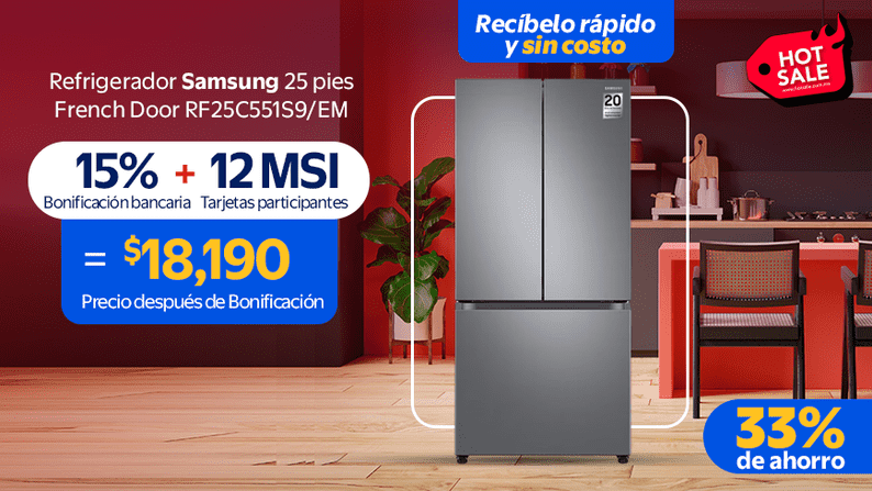Refrigerador Samsung 25 Pies French Door RF25C5551S9/EM Silver