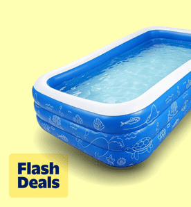 Image shows TASKBAY Inflatable Pool for Kids and Adults, 118" X 67.7" X 22" Oversized Thickened Family Blow Up Swimming Pool for Outdoor, Garden, Back