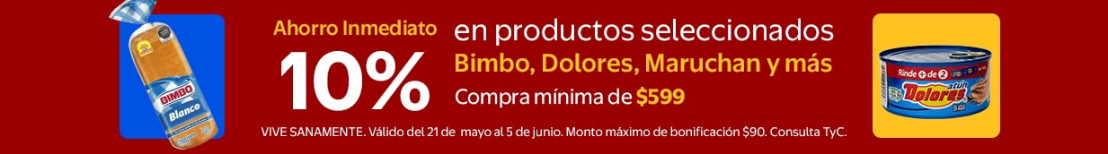 10% de Bonificación en Despensa, Compra mínima de $999