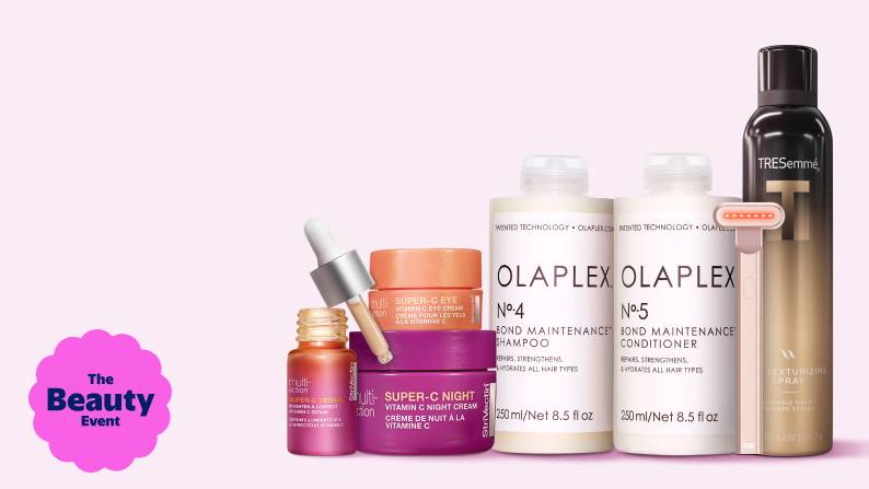 Pink banner with various beauty products, “The Beauty Event” badge, and text: “Now–3/19. Spring’s big beauty savings. Shop now.”