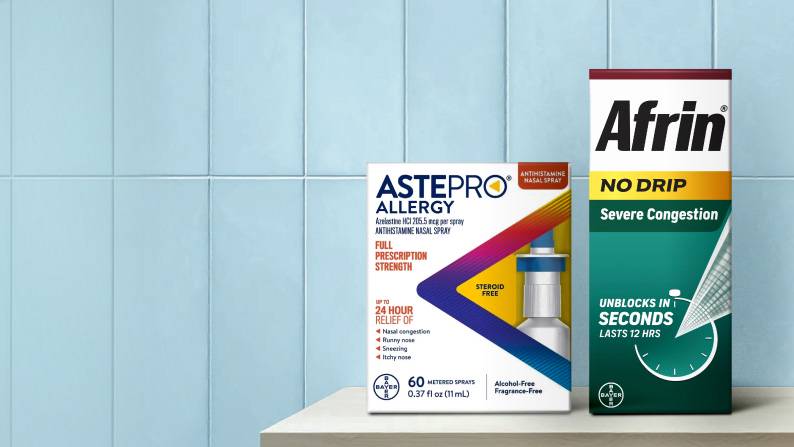 ASTEPRO allergy and Afrin no drop nasal sprays.