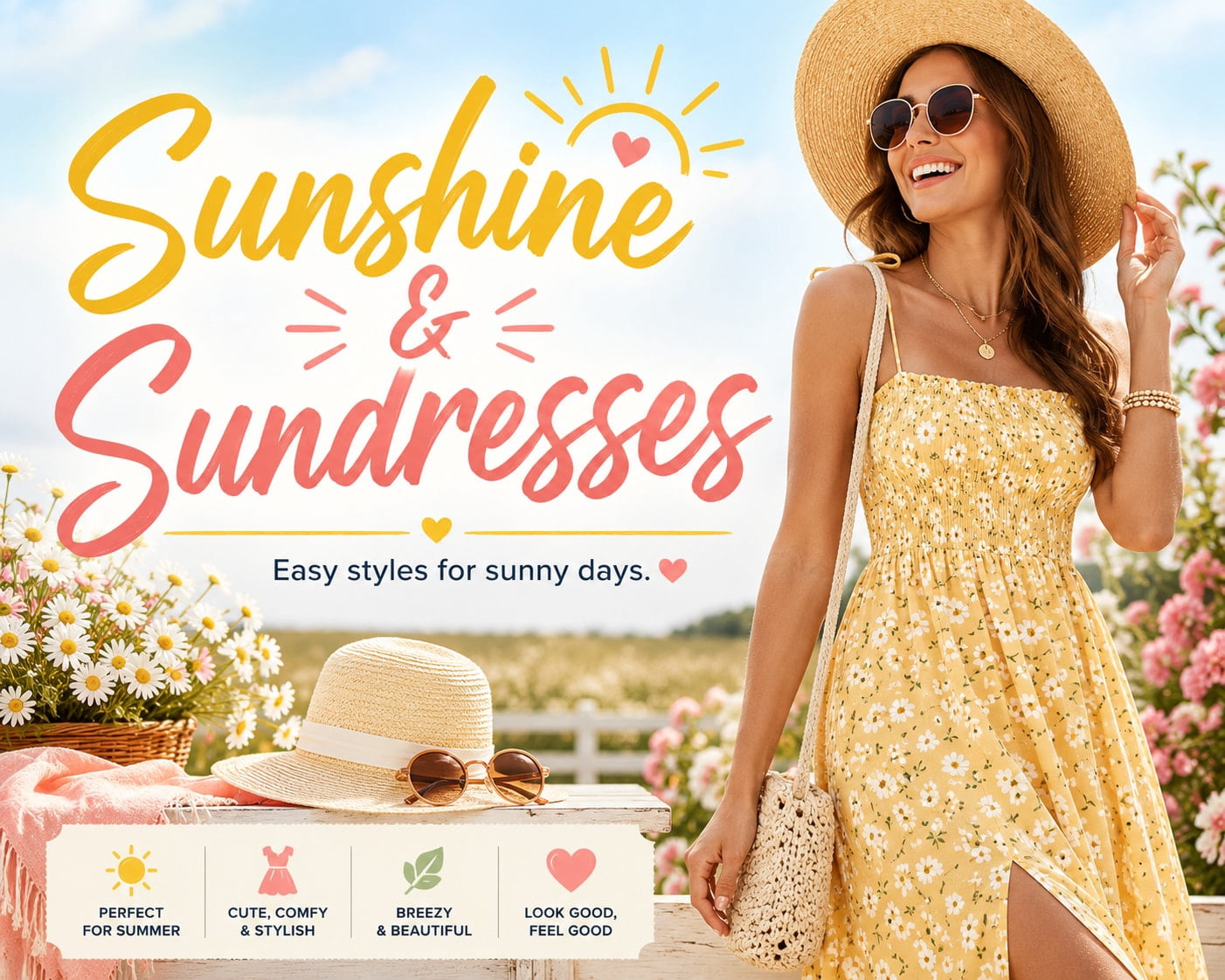 ☀️ Sunshine & Sundresses ☀️
Easy, breezy styles made for sunny days. Discover flattering sundresses, warm-weather favorites, and effortless looks you'll reach for all season long. 🌼👗✨
, Shop post,