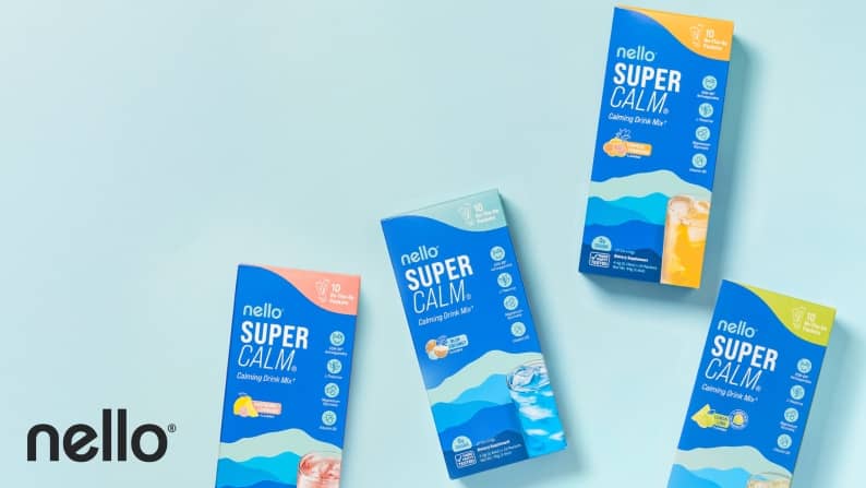 Nello’s powdered drink mixes in the flavors raspberry lemonade, blue coconut, tropical tangerine and lemon lime are shown.