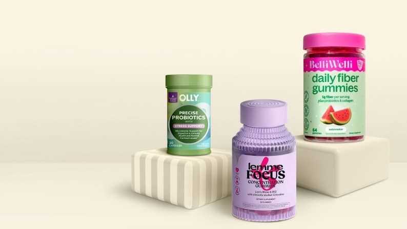 OLLY Probiotics, Lemme Focus, and BelliWelli Daily Fiber Gummies.