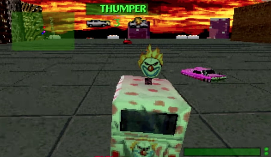 PlayStation Classic - Twisted Metal screenshot featuring Sweet Tooth's iconic ice cream van.