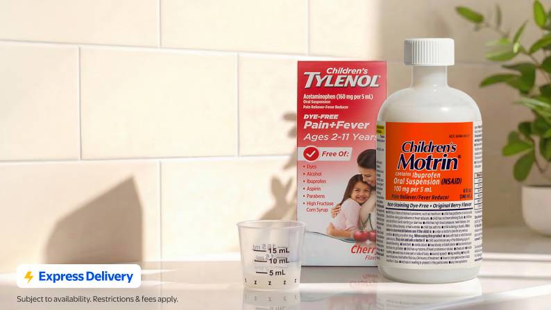 Express Delivery badge. Children’s Tylenol and Motrin.