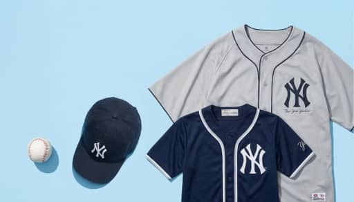 Branded team jerseys, baseball hat and baseball.