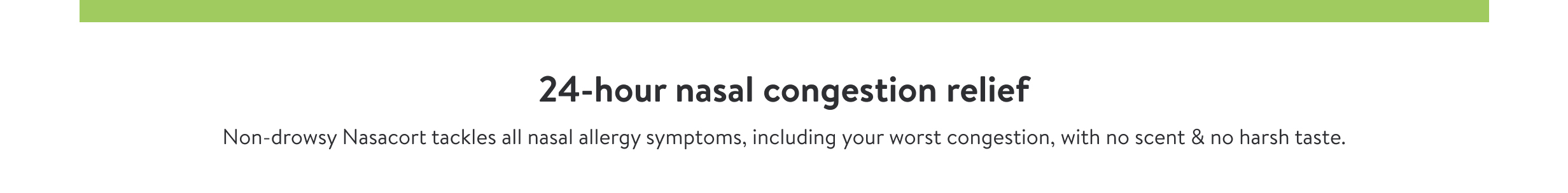Text that reads, twenty four hour nasal congestion relief.