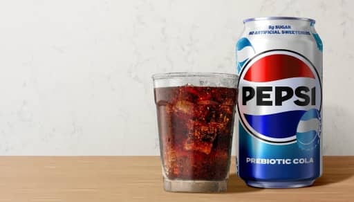 A can of Pepsi prebiotic soda is shown.