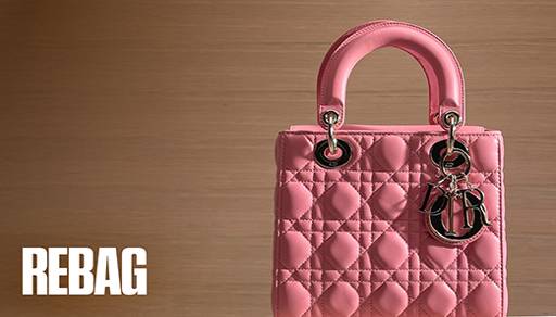 Dior pink quilted leather mini baguette bag with silvertone hardware is shown.