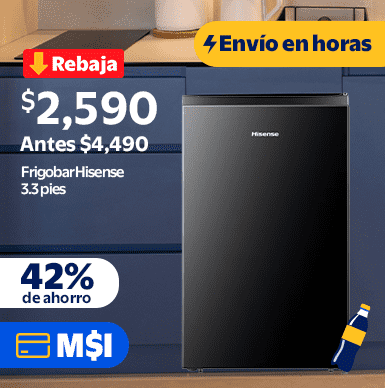 Frigobar Hisense 3.3 pies Negro con Puerta Reversible RR33D6ABX1