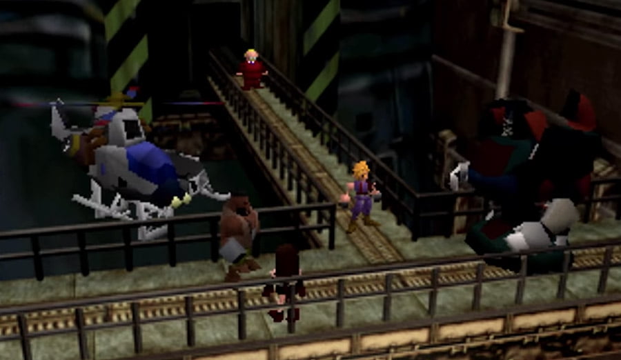 PlayStation Classic - Final Fantasy VII screenshot featuring Cloud and other party members.