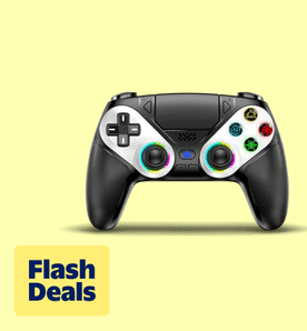 Image shows LED Wireless Controller for PS5, Compatible with PS5 Pro/Slim/PC, Dual Vibration, Macro/Turbo, 3.5mm Audio Jack, 6-Axis Motion with Speake