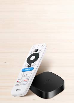 onn streaming device with remote. Text says: Stream everything. Shop now.