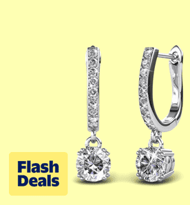 Image shows Cate & Chloe McKenzie 18k White Gold Plated Drop Dangle Earrings with Swarovski Crystals for Women