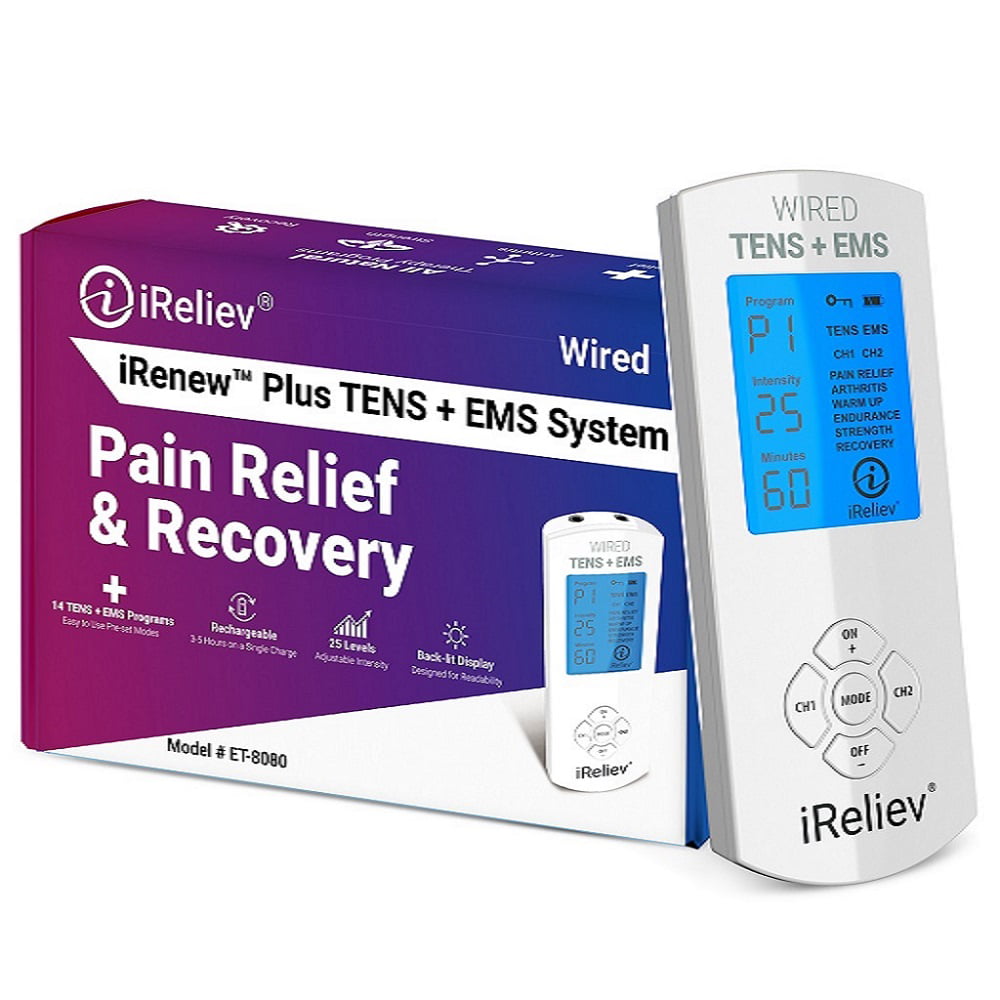 iReliev TENS Unit Electronic Pulse Massager & (8) Electrodes Pain Relief  Bundle - Original iReliev T…See more iReliev TENS Unit Electronic Pulse