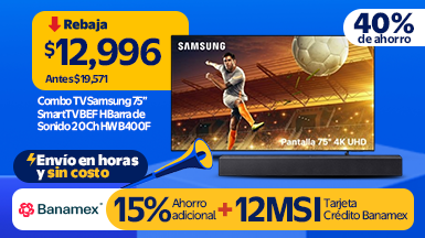 Combo TV Samsung 75 SmartTV BEF H Barra de Sonido 2 0 Ch HW B400F Negro