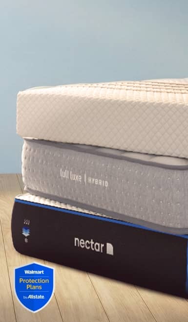 Three mattresses stacked on top of each other.