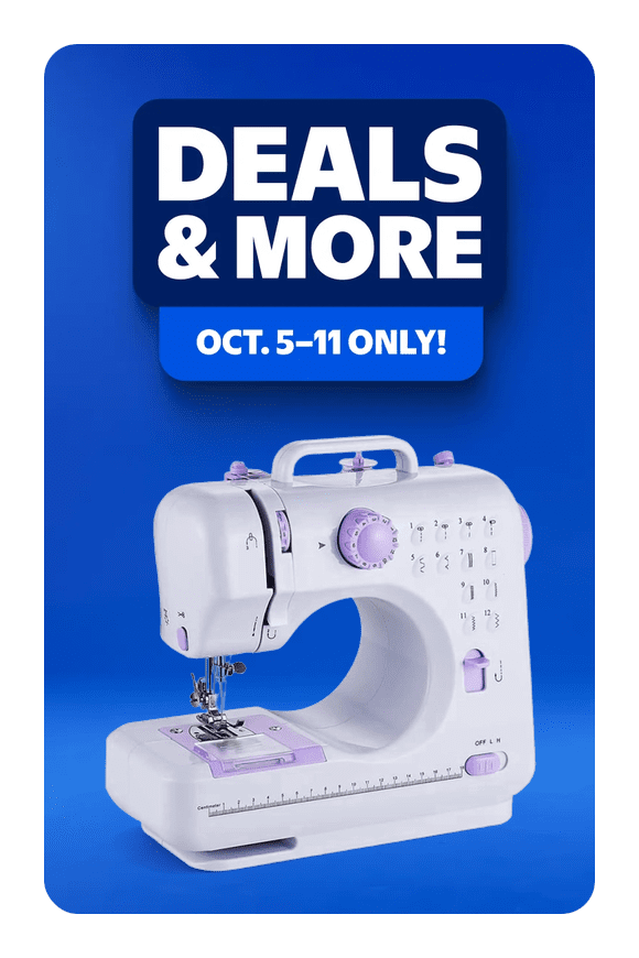 Image shows BCOOSS Sewing Machine for Beginner Multi-Functional Portable Machine with 12 Built-in Stitches