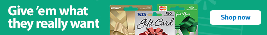 Gift cards from Amex, Visa and MasterCard. Give loved ones what they really want.  Shop now.