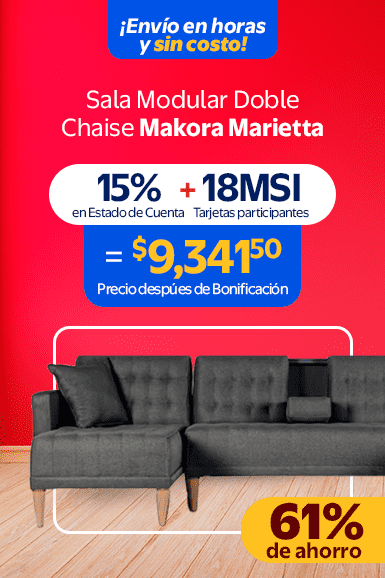 Sala Modular Doble Chaise Makora Marietta con Memory Foam Color Oxford Lino Respaldo Reclinable de 3 Posiciones