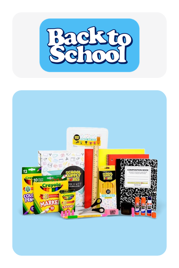 Image shows Back to School Supply Kit Grades K-5 – School Supply Boxes