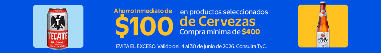 Ahorro inmediato de $100 en la compra mínima de $400 en productos seleccionados de Cervezas