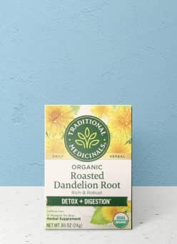 Traditional Medicinals organic roasted dandelion root tea.