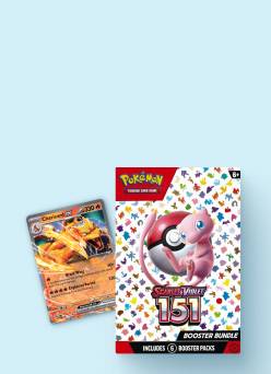 Image shows a deck of Pokemon cards against a light blue background.