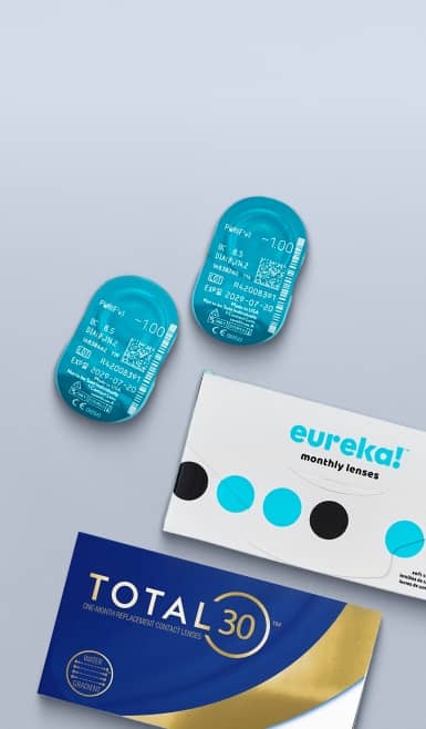 Eureka and TOTAL 30 brand contacts. Reads: Easily order top brand contacts online.
