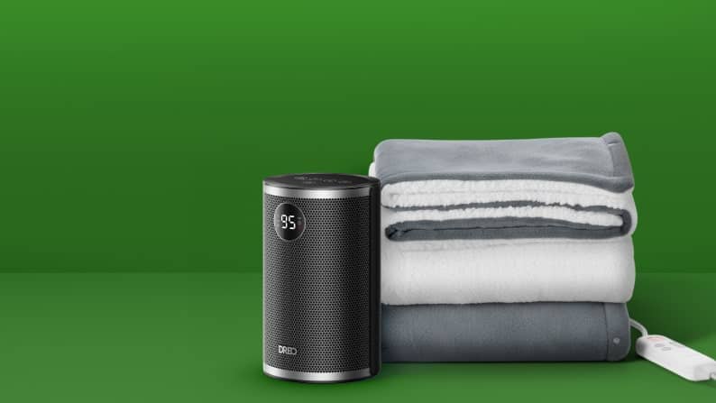 A heated blanket and a space heater.