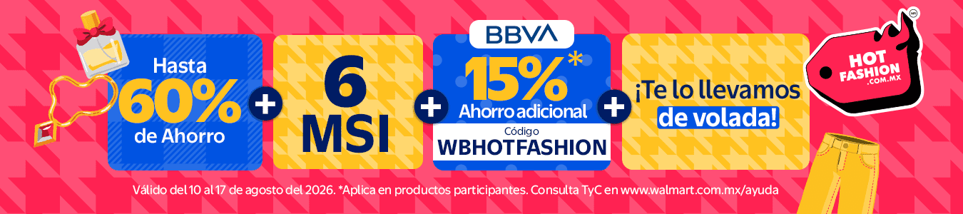 Hasta 60% + 6MSI+15% WBHOTFASHION + te lo llevamos de volada Monto mìnimo: $1,500
