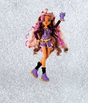Monster High Clawdeen Wolf Fashion Doll with Purple Streaked Hair, Accessories & Pet Dog