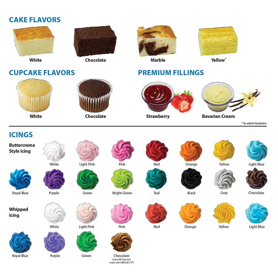 Walmart cake catalog cake flavors, cake fillings & cake icings.