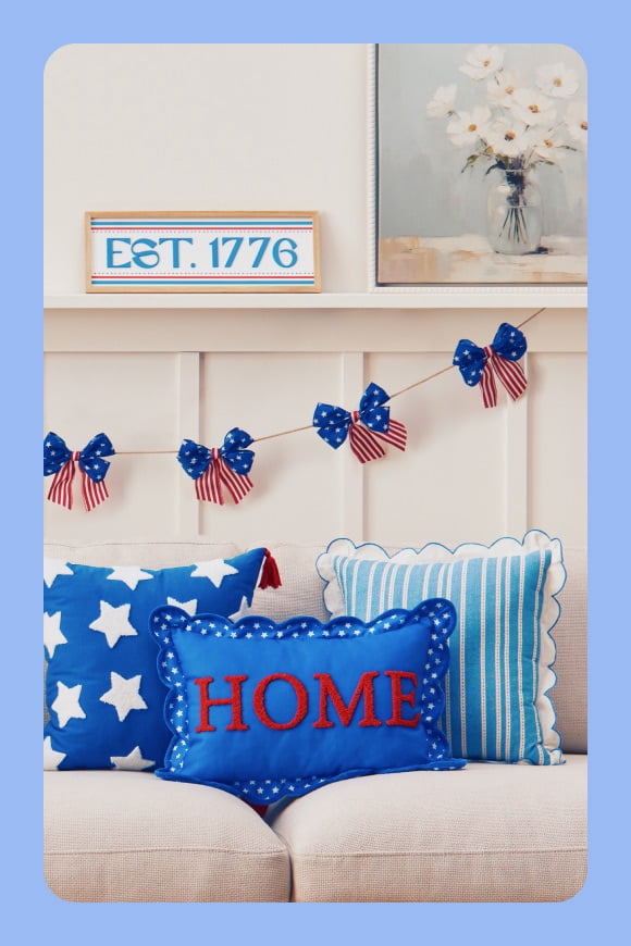 Red, white & blue indoor decor