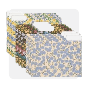 Image shows colorful U BRANDS fashion file folders, featuring a floral pattern, arranged against a white background.
