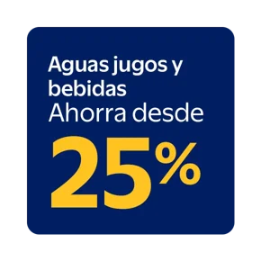 25% descuento agua jugos y bebidas
