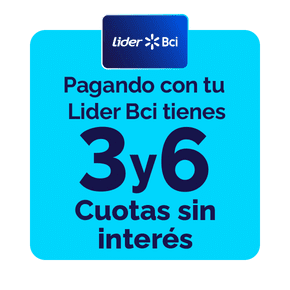 Pagando con tu Lider bci tienes 3 y 6 cuotas sin interés