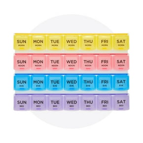 Image shows individual days of the week medicine cases.