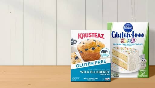 A box of Pillsbury gluten-free funfetti cake mix is shown.