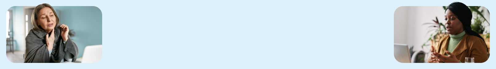 Two people appearing to access virtual health services online.