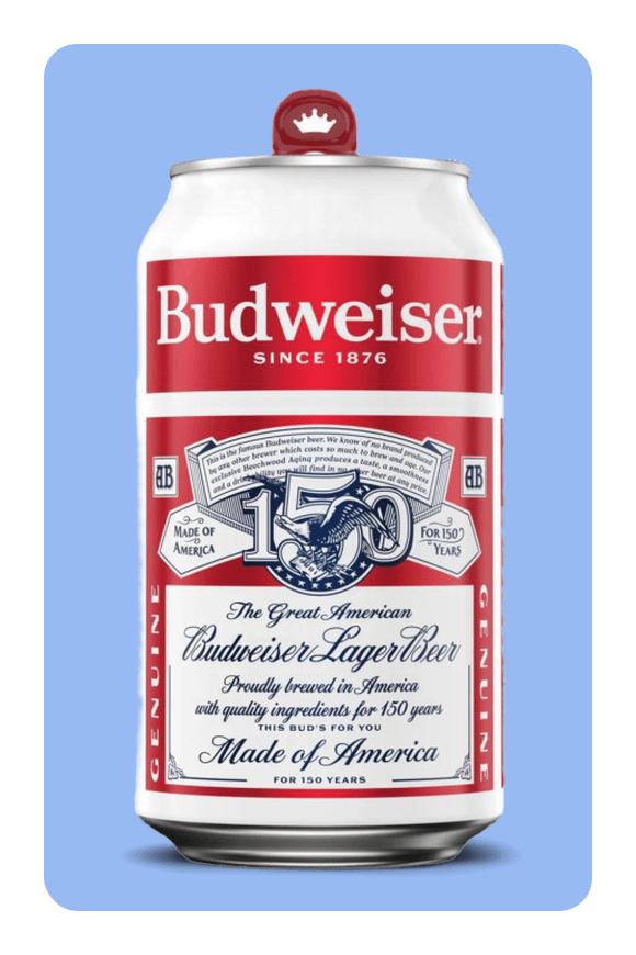 Image shows Budweiser American Lager Beer 30 pack 12 fl oz Aluminum Cans 5% ABV