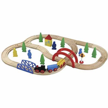 carousel wooden train set 150 piece