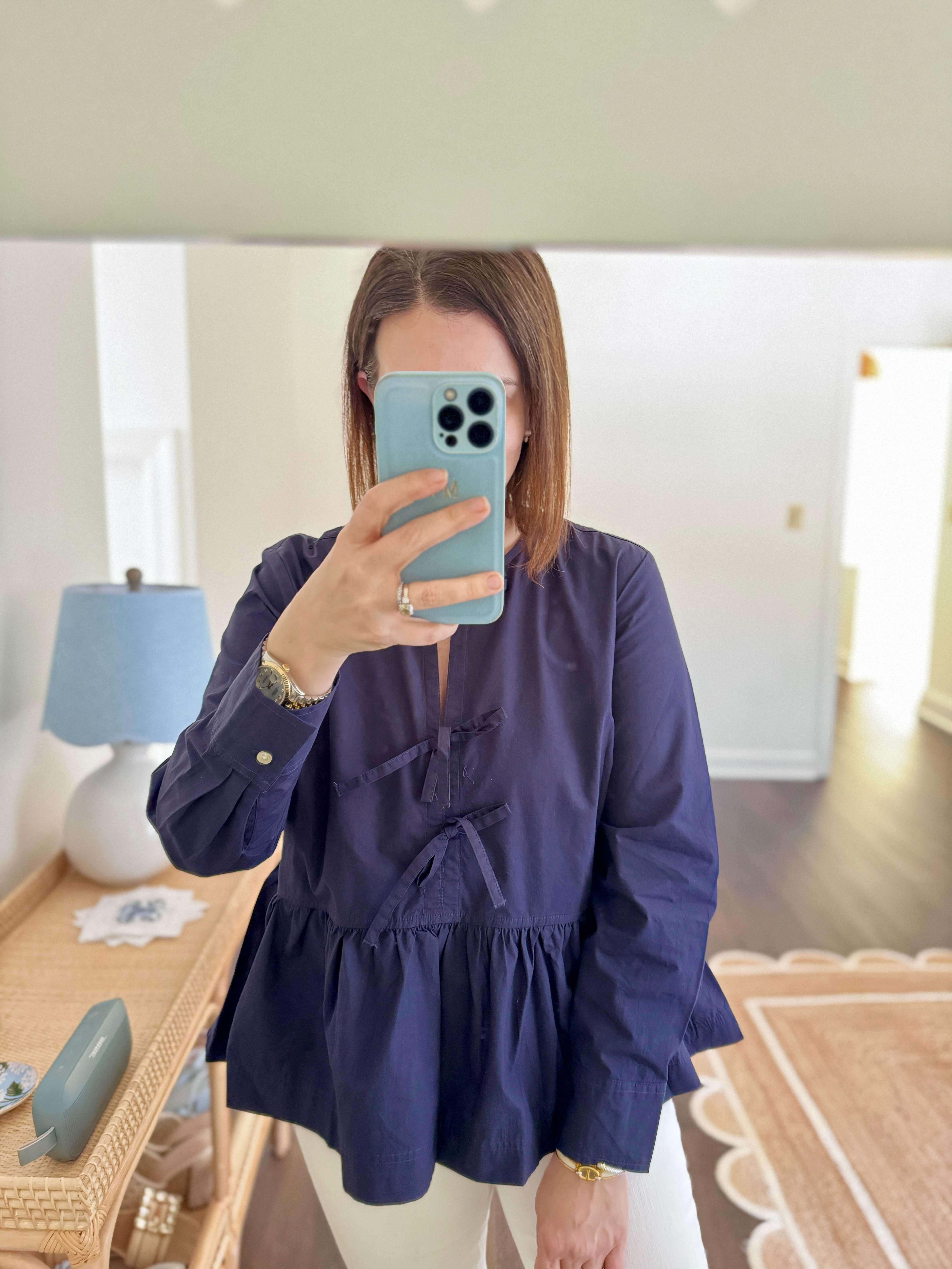 Navy bow top. I wish I had sized down in this one! , Shop post, 
