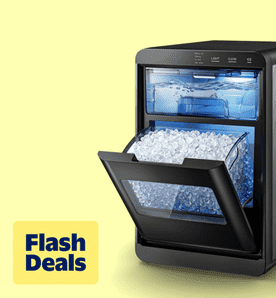 Image shows Simzlife Nugget Ice Maker Countertop, 44lbs per Day Soft Chewable Pebble Nugget Ice Machine, One-Touch Self-Cleaning with Touch Screen for