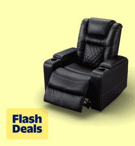 Image shows Bonzy Home Power Electric Recliner Chair with USB Ports and Cup Holders Leather Home Theater Seating, Living Room Chair Black