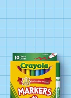 A box of Crayola markers.