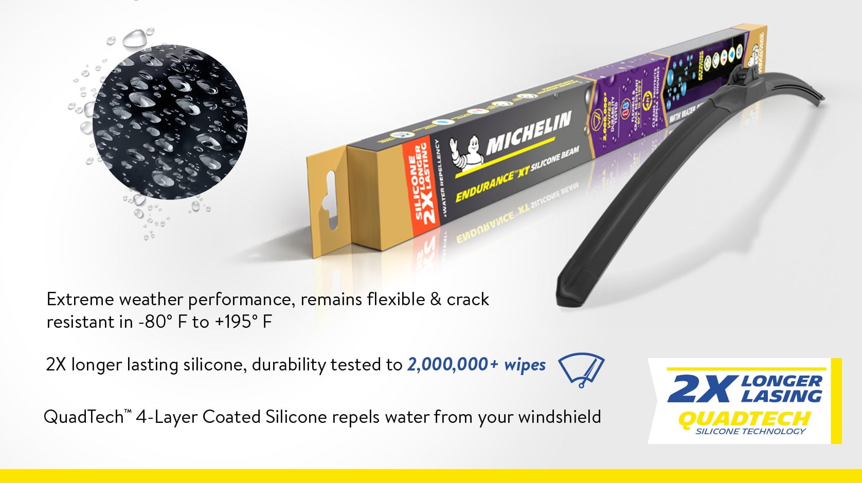 Tergicristallo MICHELIN Total Performance 550 Mm | Lama Piatta, Universale, Silenzioso, Con Adattatori